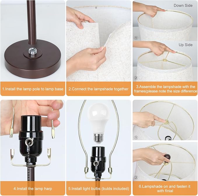 Table Lamps Set of 2, 22" to 30"Adjustable Height Bedside Lamps for Living Room 3 Color Temperatures Tall Nightstand Lamps Modern Brown Table Lamp for Bedroom Office End Table (Bulbs Included) - Image 6