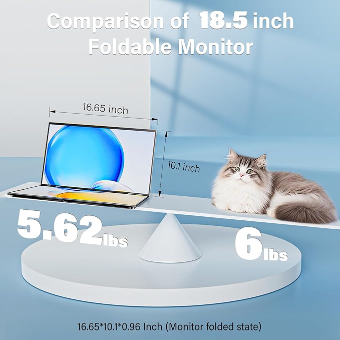 InnoView 18.5" 100Hz Dual Portable Monitor Built-in Speakers 115% sRGB 315°Adjustable Dual Stacked Folding Monitor (Wins/Mac) 1080P Laptop Screen Extender for Laptop(No Driver Needed) - Image 5