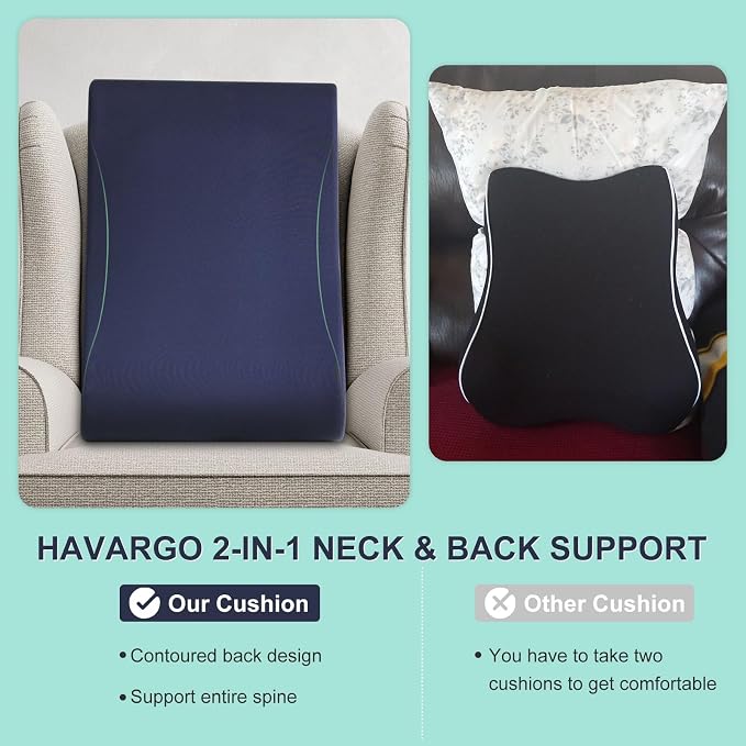 2-in-1 Neck Pillow Lumbar Support Pillow for Recliner Couch& Glider Chair - High Resilient Foam Ergonomic Back Support for High-Back Rocking Chairs, Glider Rocker Replacement Cushions Navy L - Image 2