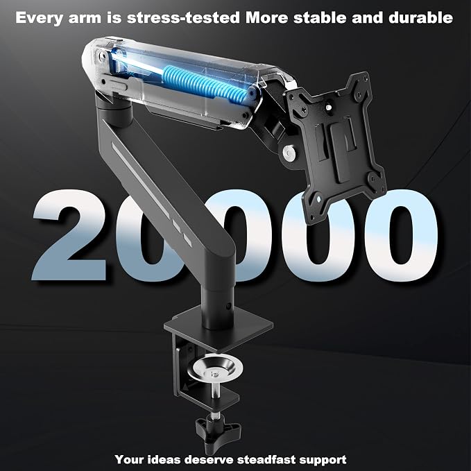 THEARK Single Monitor Desk Mount 17"-32" Screens - Adjustable Mechanical Monitor Arm Computer Monitor Stand up to 19.8 lbs,VESA Arm Desk Mount with C-Clamp and Grommet Base,VESA 75x75/100x100mm,Black - Image 7