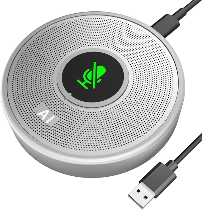 ANSTEN USB Microphone No Speaker, Laptop Computer Microphone Conference Mic | Mute Button with LED, Omnidirectional Condenser PC Desktop Mic, AI Noise Reduction, Plug & Play for Online Class Video by ANSTEN