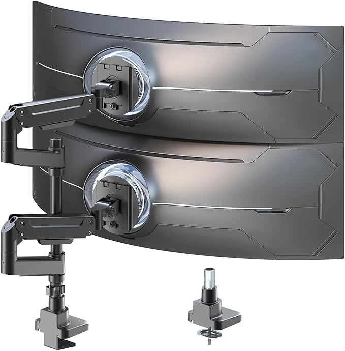 Dual Monitor-Arm Heavy-Duty for 17-49-inch Screens - Premium Vertical Stacked Dual Monitor Arm Desk Mount for Ultrawide Screens up to 44lbs, Fully Adjustability, VESA 75/100 mm, Black by PUTORSEN