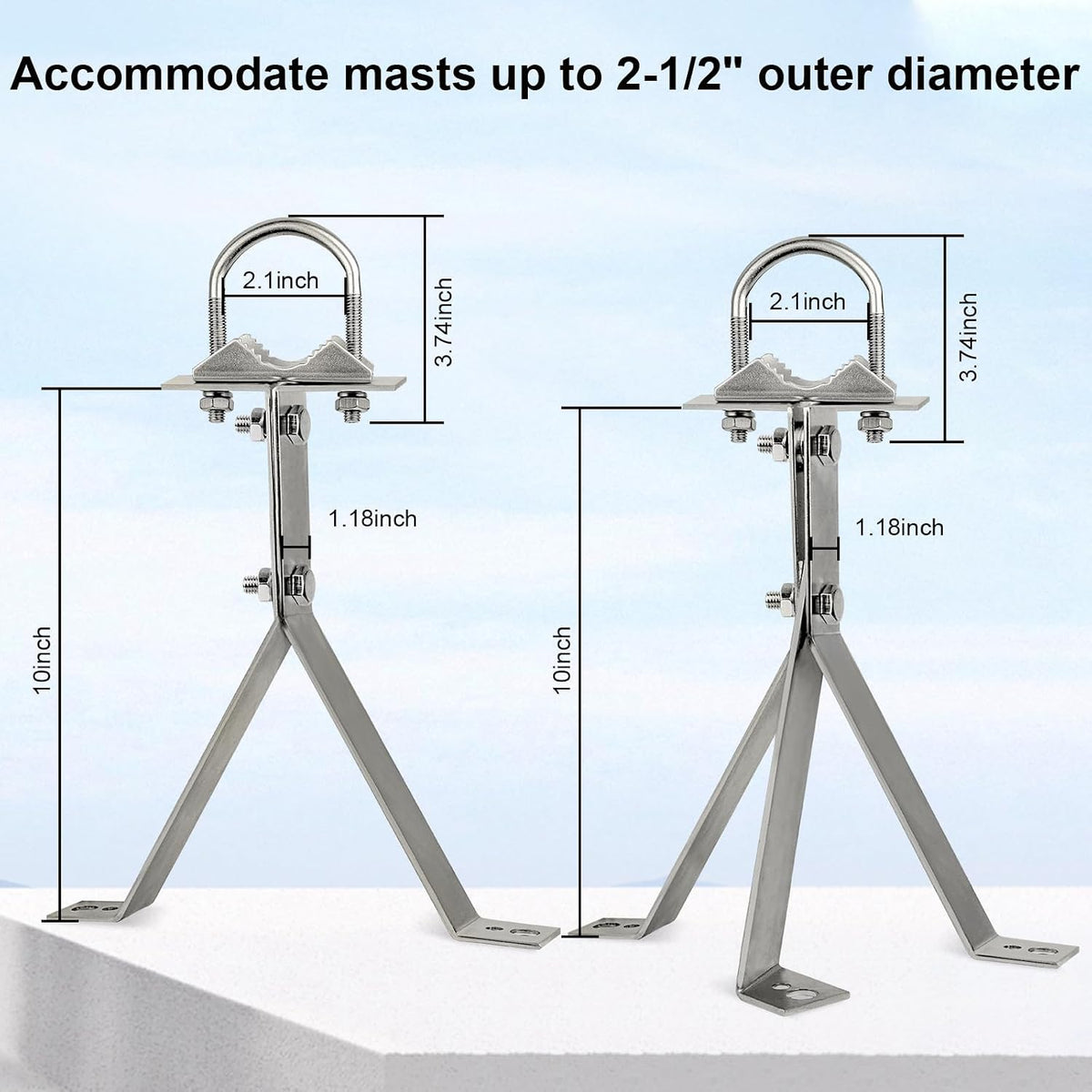 XRDS-RF Antenna Wall Mount - 10 Inch Heavy-Duty Stand Off Wall Mast Mount Windproof Mounting Bracket for TV Antenna Mast (2-Leg + 3-Leg) - Image 4