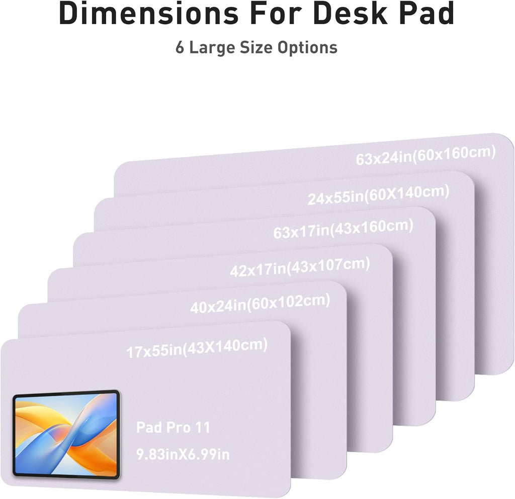 Aothia Faux Leather Desk Mat - Large Mouse Pad, Non-Slip PU Leather Blotter, Waterproof Writing Surface for Office and Home (Soft Lavender, 42" x 17") - Image 5