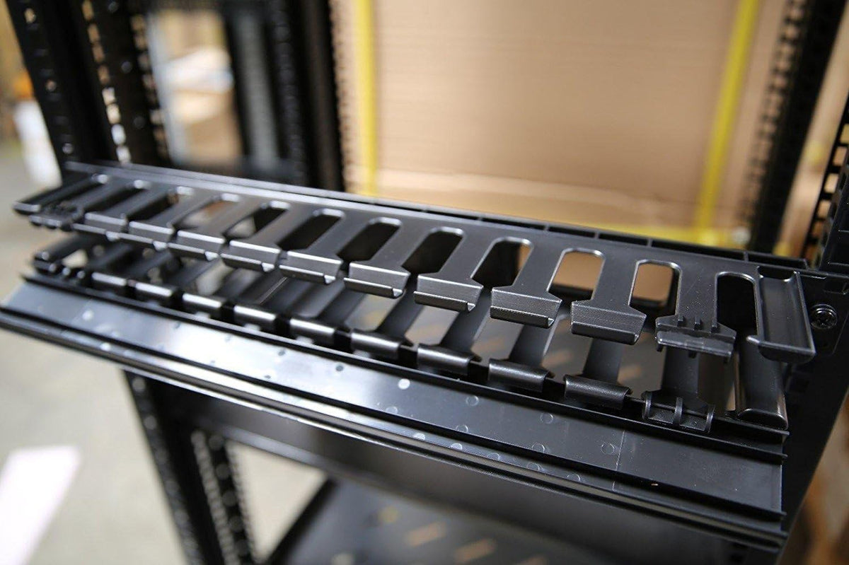 1U Horizontal Rack Mount Cable Management Unit with Panel Plastic 19" Rack Mount - Image 5