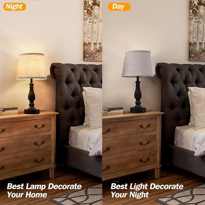 EJIAXIN Table Lamps Set of 2, Bedside Nightstand Lamps with USB Charging Ports,Dimmable Touch with Linen Fabric Lampshade, Modern Small Lamp for Bedrooms, Living Room (Bulbs Included) - Image 7