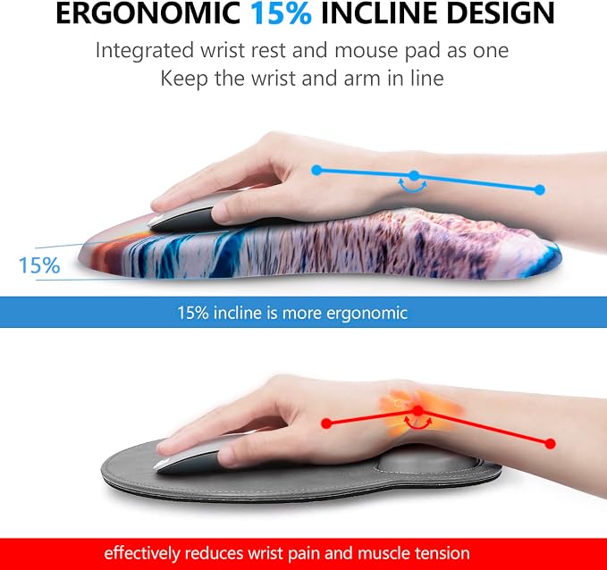 Ergonomic Mouse Pad with Wrist Support and Keyboard Wrist Rest Set | Memory Foam Wrist Cushion, Non-Slip PU Base, Massage Design, Relieves Wrist Pressure for Work, Gaming & Office Use - Image 2