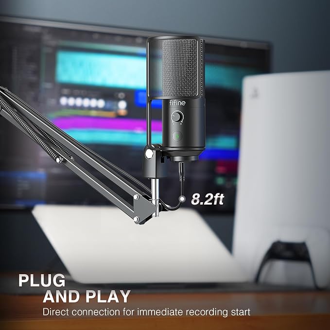 FIFINE T669PRO1 USB Studio Recording Microphone for Podcast, Singing | Cardioid Condenser Mic, 16MM Large Diaphragm, Mute Button, Gain Knob, Pop Filter, Metal Boom Arm, Content Creation, Streaming - Image 6