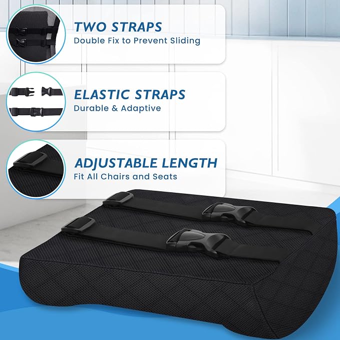LumbarPal Lumbar Support Pillow for Office Chair Back Support Lumbar Pillow for Car, Gaming, Office Chair - Improve Sitting Posture & Back Pain Relief, Memory Foam, Adjustable Straps, Black | Improve Sitting Posture & Back Pain Relief. Lumbar Pillow Fi... - Image 4