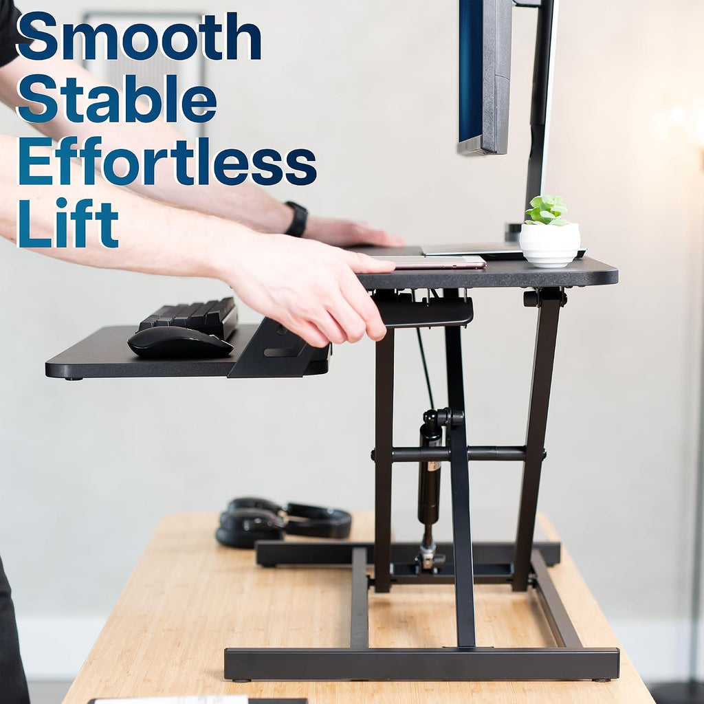 VIVO Manual Height Adjustable Standing Desk Converter, 28" Black Top - Image 6