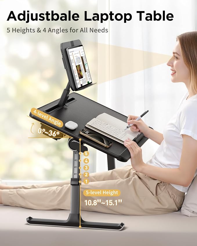 SAIJI Laptop Desk for Bed [XXL Extra Large] with Upgraded Book Stand | Multi-Purpose Lapdesk Bed Tray Desk for Working Writing Reading Drawing Couch Sofa Chair Floor - Image 5