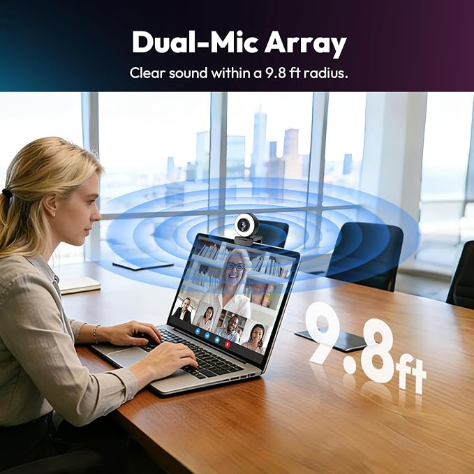 Angetube 4K Webcam with Ring Light, Computer Web Camera for Desktop, Laptop | 4K@30FPS, PDAF Autofocus, 1080P@60FPS, 2 Microphones, USB-A/C, Privacy Cover, Streaming Web Cam for PC Mac, Zoom Teams Twitch - Image 6