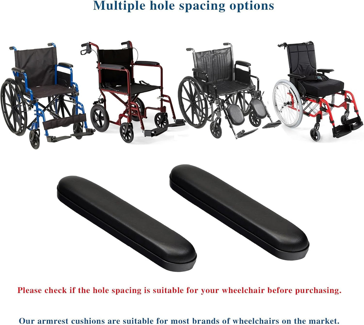 Padded Armrests for Wheelchair, Universal Arm Pads Replacement Black 10-1/4“ Suitable for Most Brands of Wheelchairs(10-1/4"(10pcs)) - Image 5