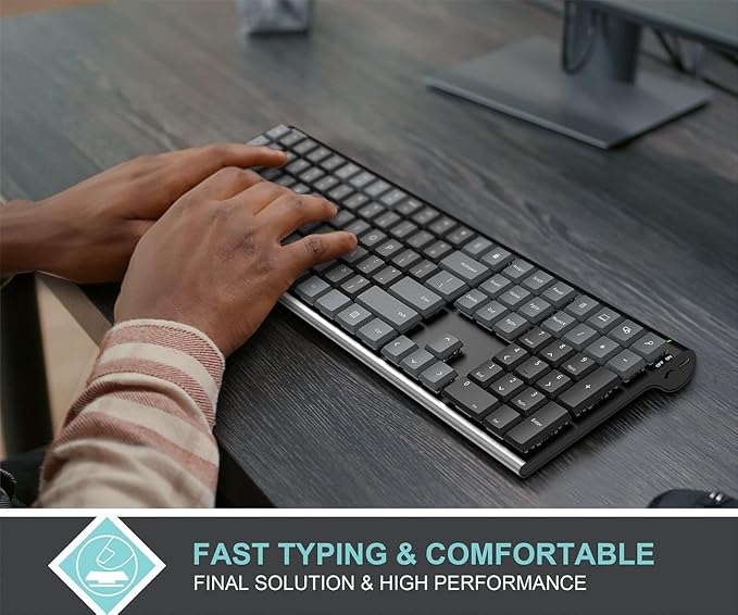Arteck Mechanical 2.4G USB Wireless Keyboard, Tacktile Brown Switches Gray - Image 4