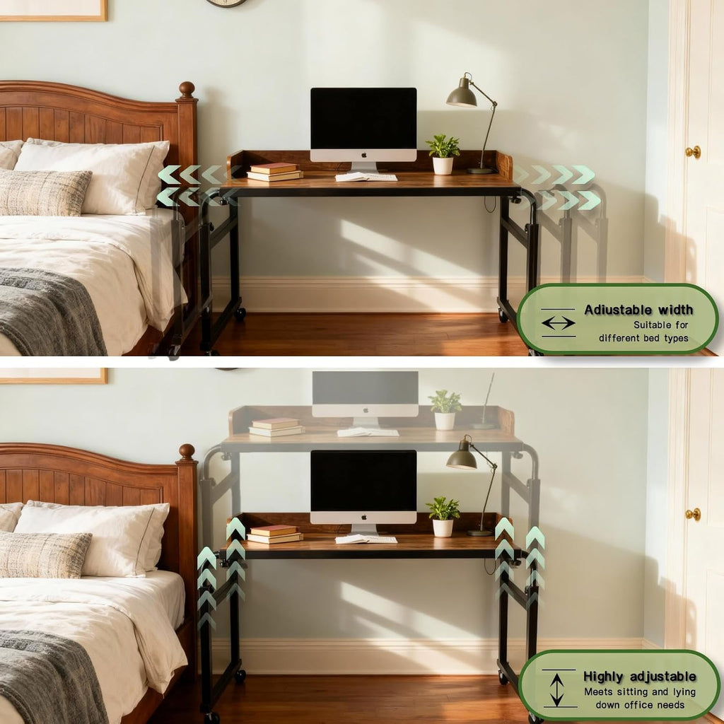 Overbed Table with Wheels and Desktop Enclosure (Brown) - Image 4