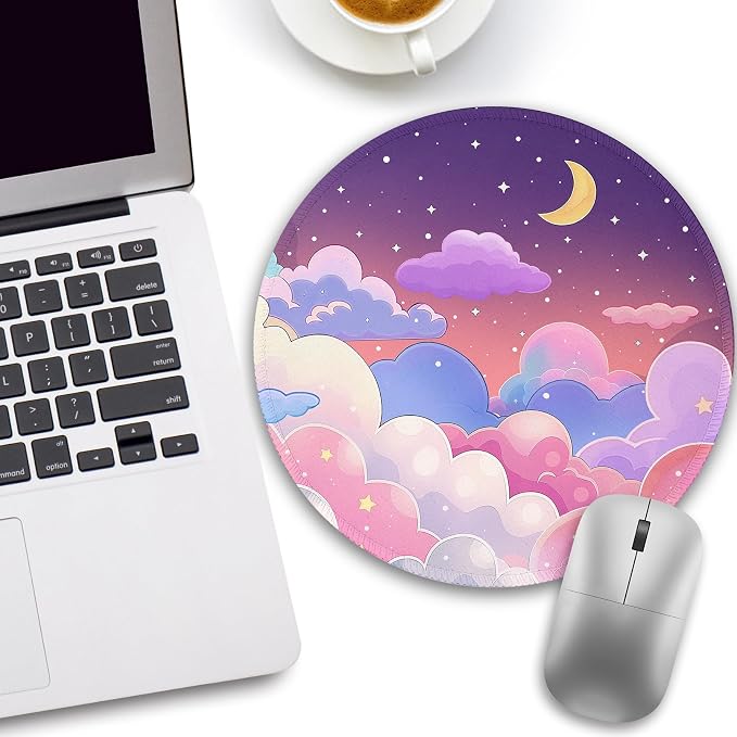 Funny Cute Work Mouse Pad, Small Round Mousepad for Desk, Laptop | Mini Travel Wireless Mice Pad for Computer, Office Accessories, Coworker Gifts, 8.6 x 8.6 inch - Image 2