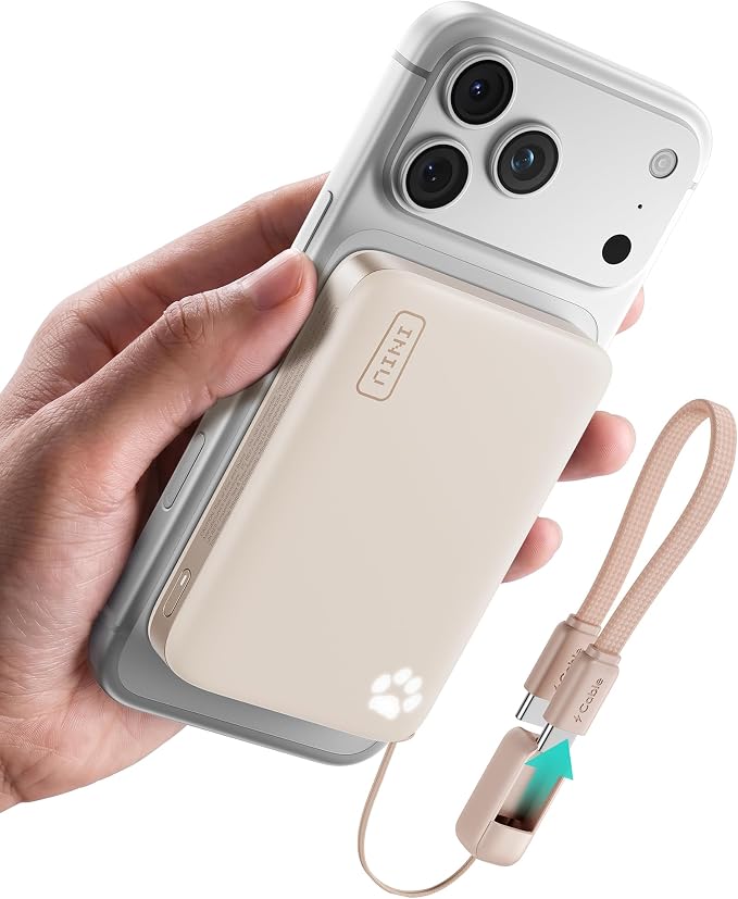 INIU for MagSafe Qi2.2 25W Portable Charger, Compact 10000mAh Power Bank | Qi2.2 Certified Wireless, 45W Fast Charging, Magnetic, USB-C Cable, Flight-Safe, Travel, Battery Pack for iPhone 17-12 Series by INIU