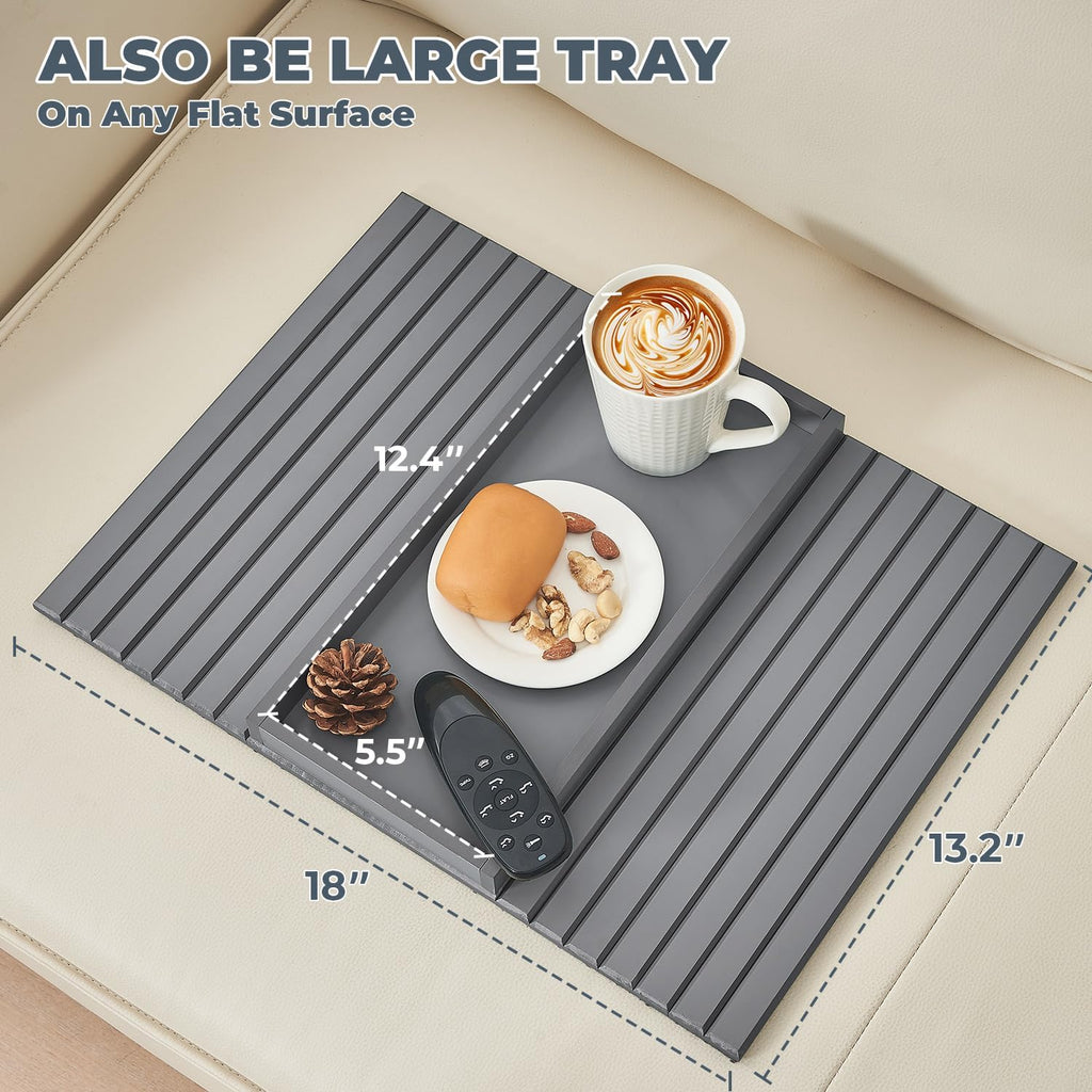 Bamboo Sofa Arm Tray, Anti Falling Couch Arm Tray Table, Foldable Couch Armrest Table, Portable Sofa Armrest Trays Cup Holder for Drink, Cups, Phone, Snacks, Remote - Image 6