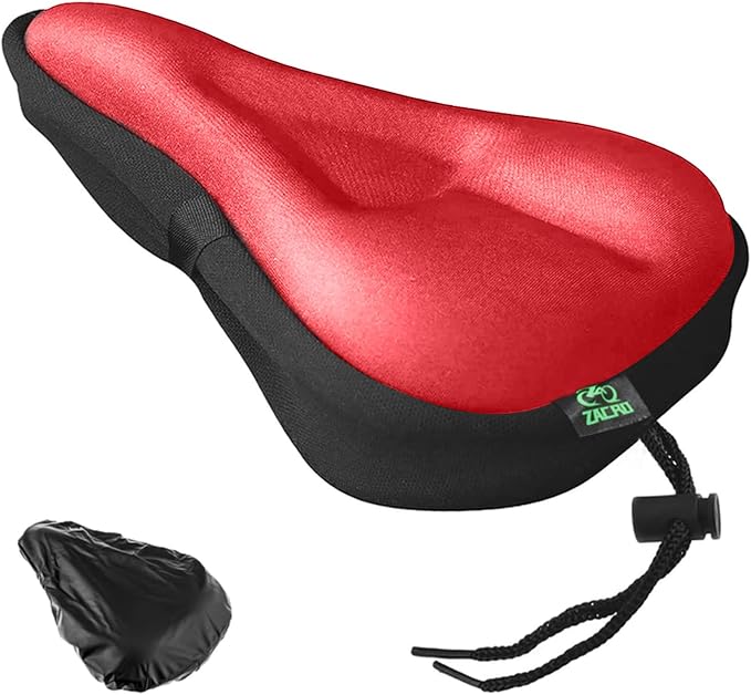 Zacro Bike Seat Cushion - Gel Padded Bike Seat Cover for Men Women Comfort, Extra Soft Exercise Bicycle Seat Compatible with Peloton, Outdoor & Indoor Bike Saddles by ZACRO