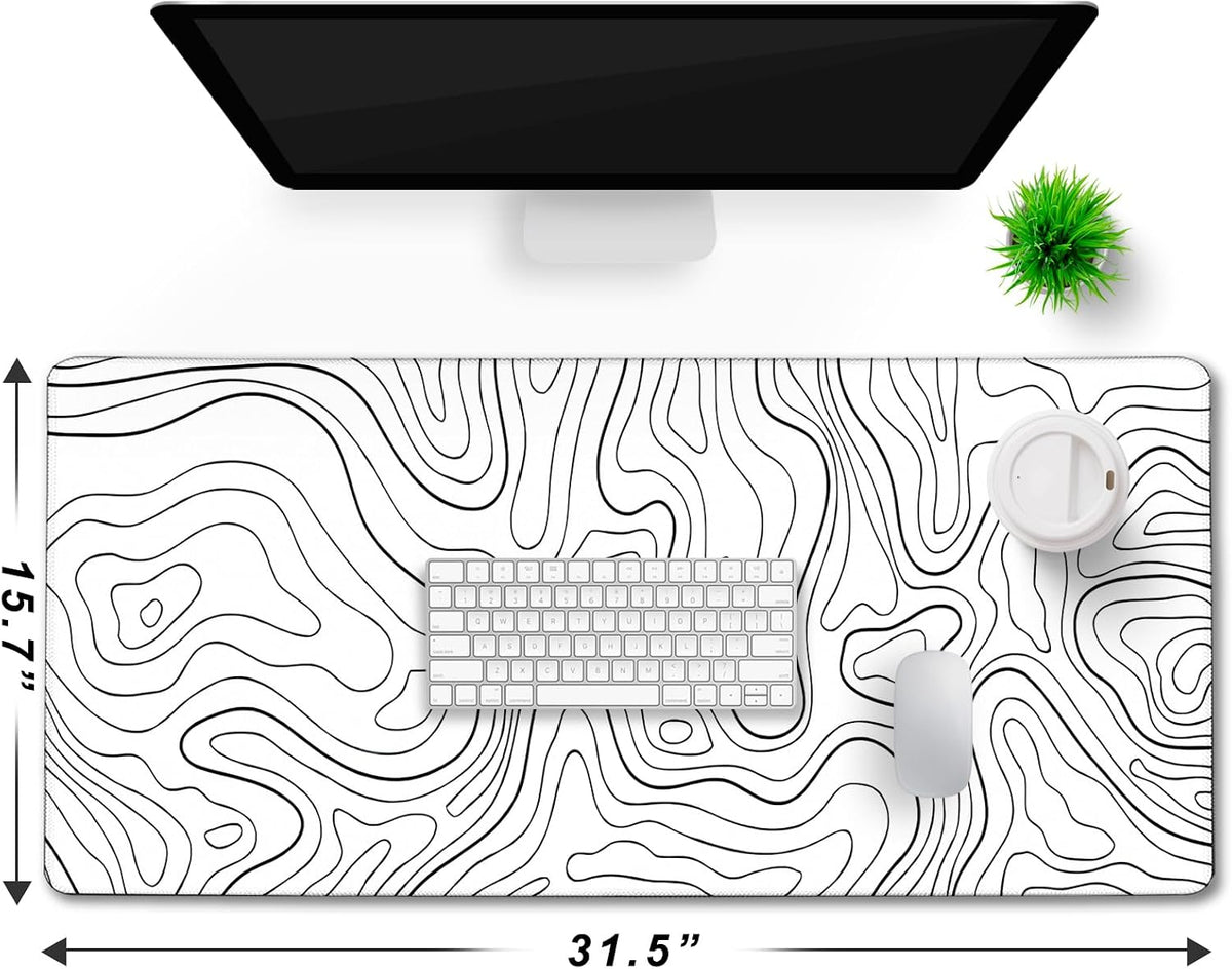 Extra Large Mouse Pad, Gaming Mouse Pad, Waterproof Extra Large Mousepad with Stitched Edges, Non-Slip Base Keyboard Pad for Gamer, Office & Home, 31.5 x 15.8, Black Lines - Image 6
