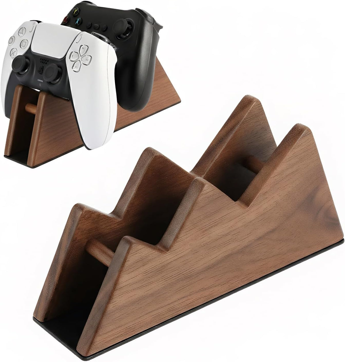 Solid Wood Controller Stand Dual Gaming Controller Holder for Desk by Sakulaya