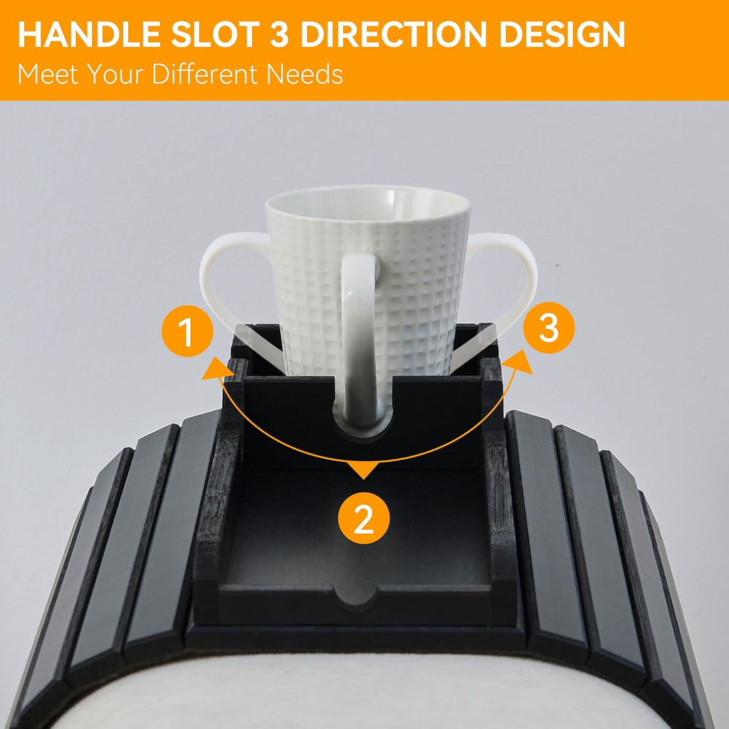 Bamboo Couch Cup Holder Tray, Foldable Couch Arm Tray Armrest Table | Anti-Spill Sofa Arm Tray Perfect for Cups, Beers, Snacks, Remote Control, Drinks - Image 5