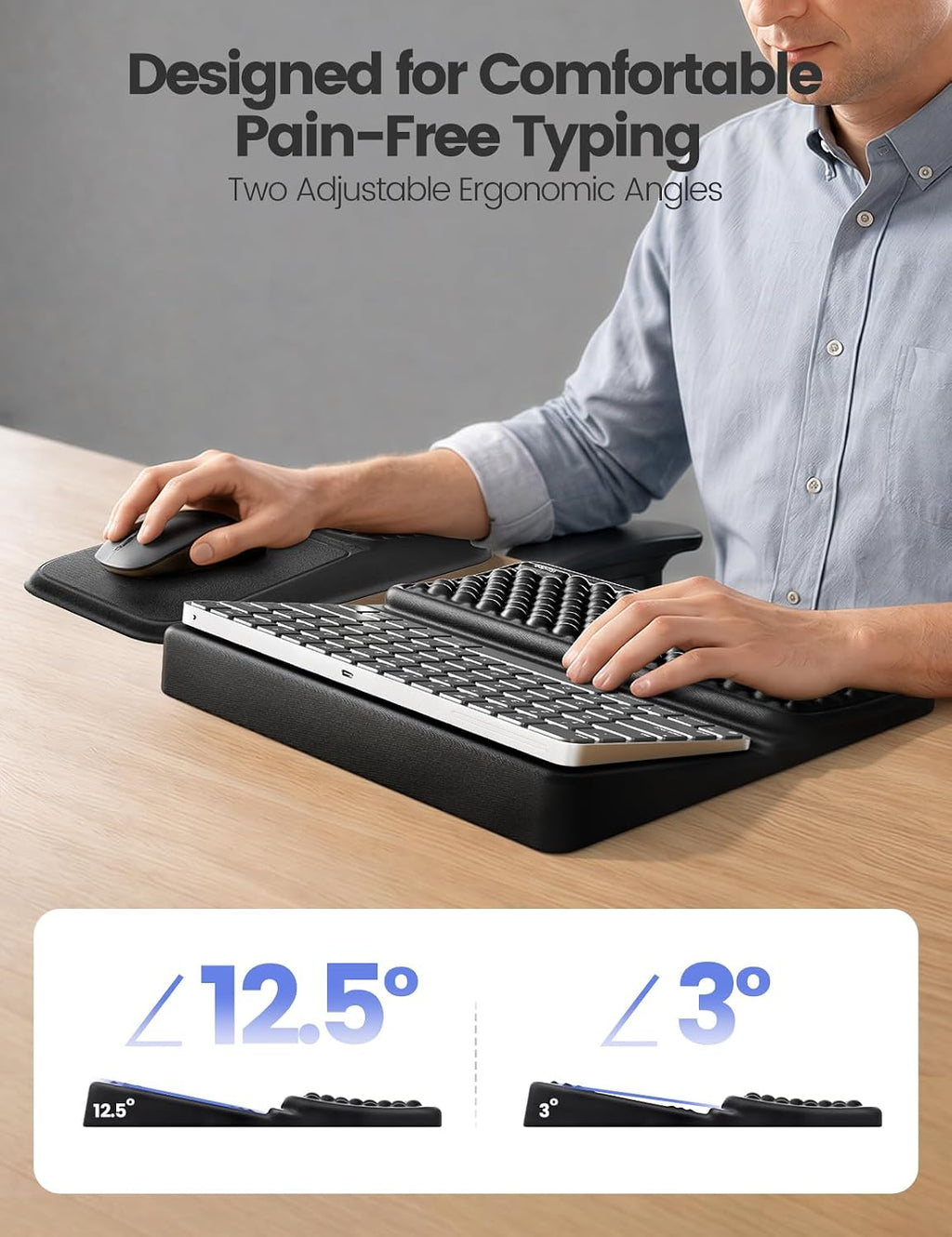 Vaydeer Keyboard Stand and Mouse Pad Set, Memory Foam Arm Support Pad - Image 6