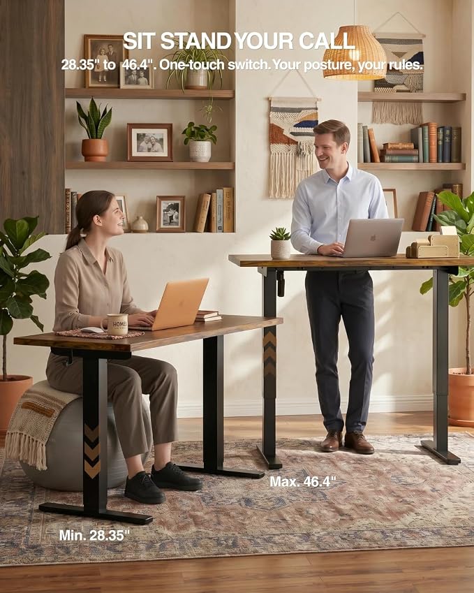 Electric Standing Desk with Cable Management,Rustic Brown Height Adjustable Desk with Memory Presets, Sit Stand Table for Work from Home, Ergonomic Computer Desk,40 x 24 inch - Image 7