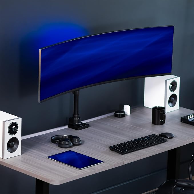 VIVO Ultra Wide Monitor and TV Desk Mount for up to 55 inch Screens, Single Television Stand with Articulating Arm, Holds up to 44 lbs, Max VESA 400x400mm, Black, STAND-V155D - Image 4
