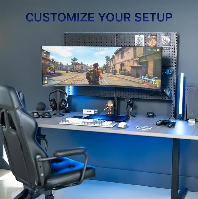 VIVO Articulating Ultrawide Monitor Pegboard Mount, Fits Screens up to 49 inches and Peg Boards up to 0.25 inches Thick with 1 inch Hole Spacing, Black, MOUNT-PB1U - Image 9