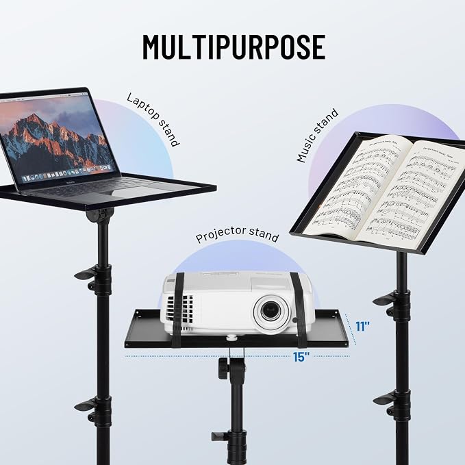 CAHAYA Projector Stand Adjustable Laptop Tripod Stand Portable with Casters | Height 29 to 65in Projector Stand Portable Multifunctional DJ Rack Stand for Outdoor Movies Computer Book DJ Equipment CY0332 - Image 7