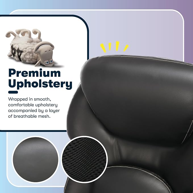 Serta Ergonomic Home Office Chair Pivot Lumbar Support, Leather Desk Chair | Claremont, Adjustable Arms, Height & Tilt, Foam Seat & Headrest Cushion, Work From Home Gaming Chair lower Back Pain, Black - Image 8