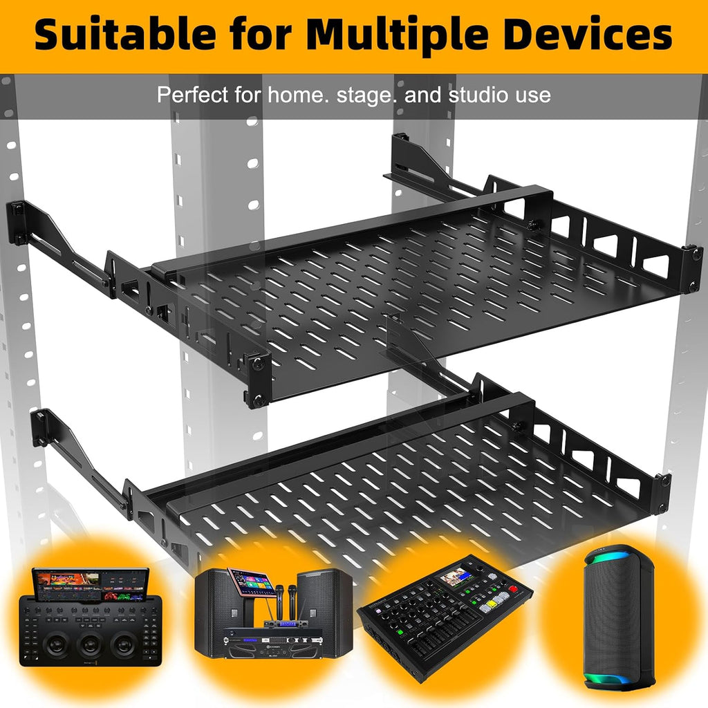 2-Pack 1U Rack Shelf,19 inch Rack Shelf,Universal Vented Rack Mount-14 inch - Image 6
