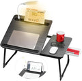 CloudTrip Plus XL Adjustable Laptop Desk with Light, USB Port, iPad Holder, Drawer Storage - Larger 23.6IN Adjustable Lap Desk for Bed, Home Office, Breakfast Tray, Fordable Legs Desk (Black) by CloudTrip