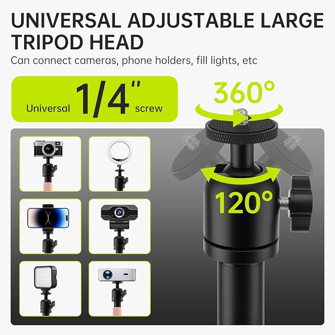 Extendable Camera Desk Mount Stand , 1/4" Ball Head Steel Bracket C-Clamp No Drill Desktop Stand for DSLR Camera, Camcorder for product hotography, Video conferencing, Live streaming,Vlogging - Image 2