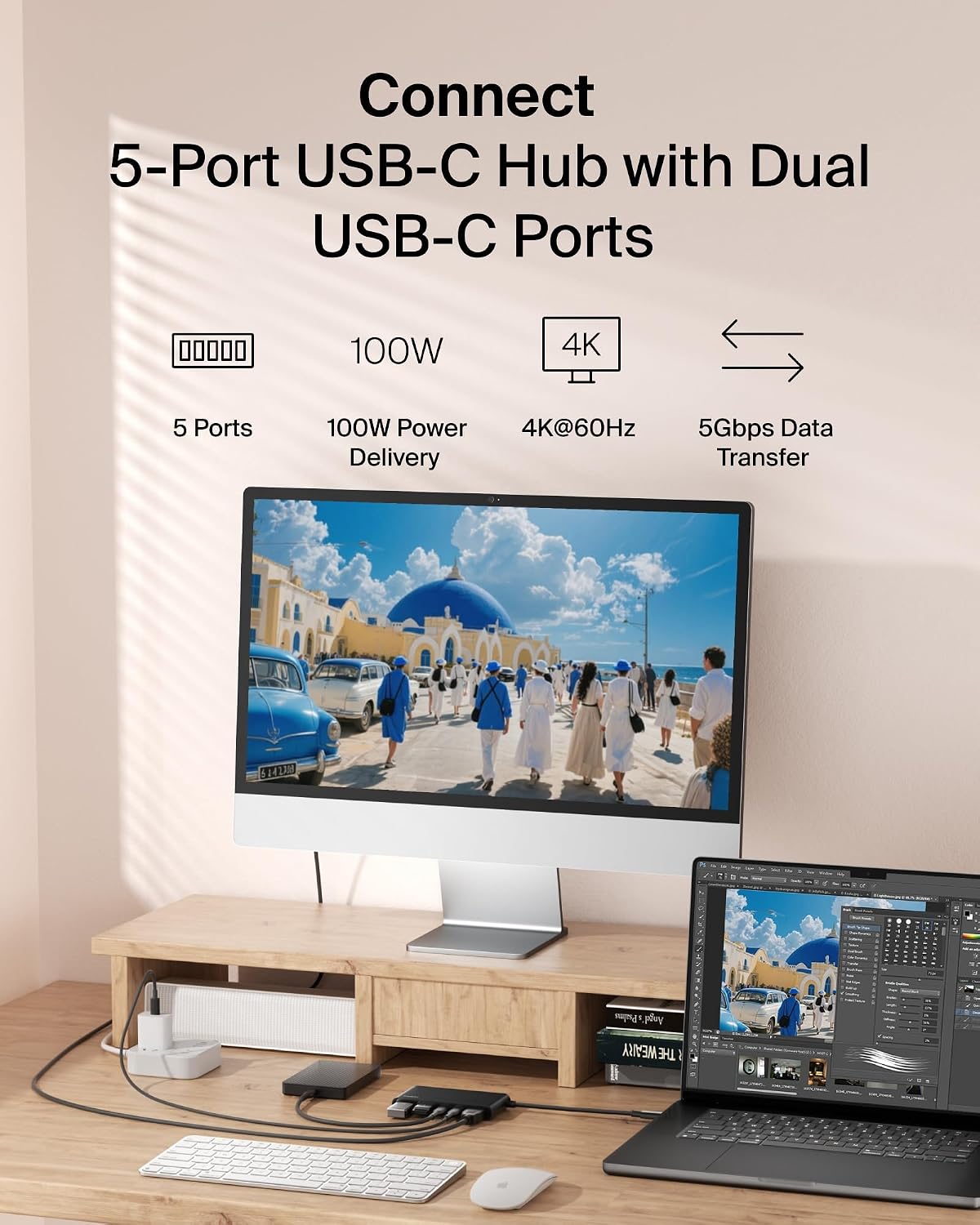 Belkin USB-C Hub 5-Port 4K HDMI 2.0 100W PD for MacBook, iPad & laptops - Image 2