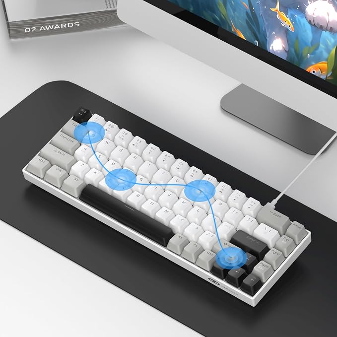 MageGee Portable 60% Mechanical Gaming Keyboard, MK-Box LED White Backlit Compact 68 Keys Mini Wired Office Keyboard with Red Switch for Windows Laptop PC Mac - Grey - Image 5