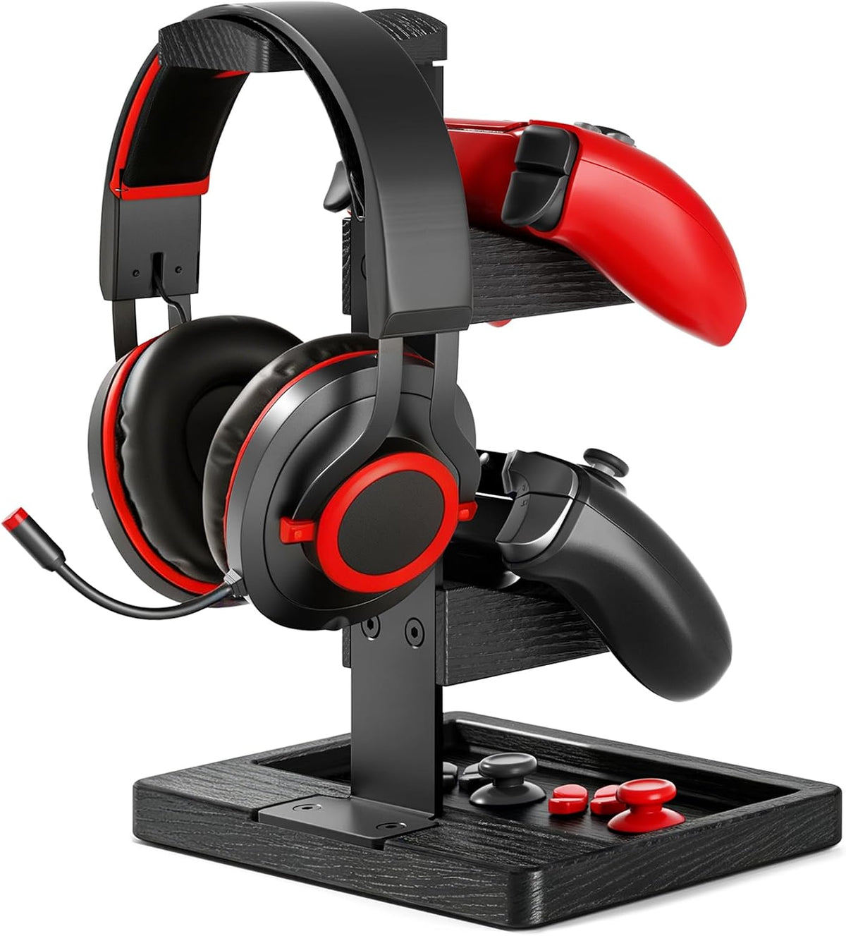 Solid Wood Controller Holder and Headphone Stand, Controller Stand for Desk by HUMANCOZY