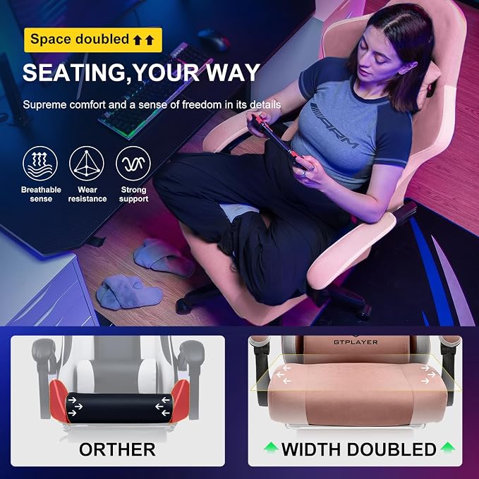 GTPLAYER Gaming Chair, Computer Office Chair with Pocket Spring Cushion, Linkage Armrests and Footrest, High Back Ergonomic Computer Chair with Lumbar Support Task Chair with Footrest - Image 4