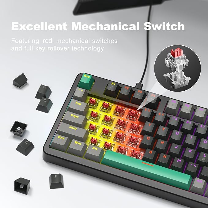 AK96 Mechanical Keyboard Smart Display & Knob, Top Mount 96% Wired Mechanical Keyboard USB-C, Hot Swappable, Software Support, Creamy Sounding, 96 Keys (Black) - Image 4