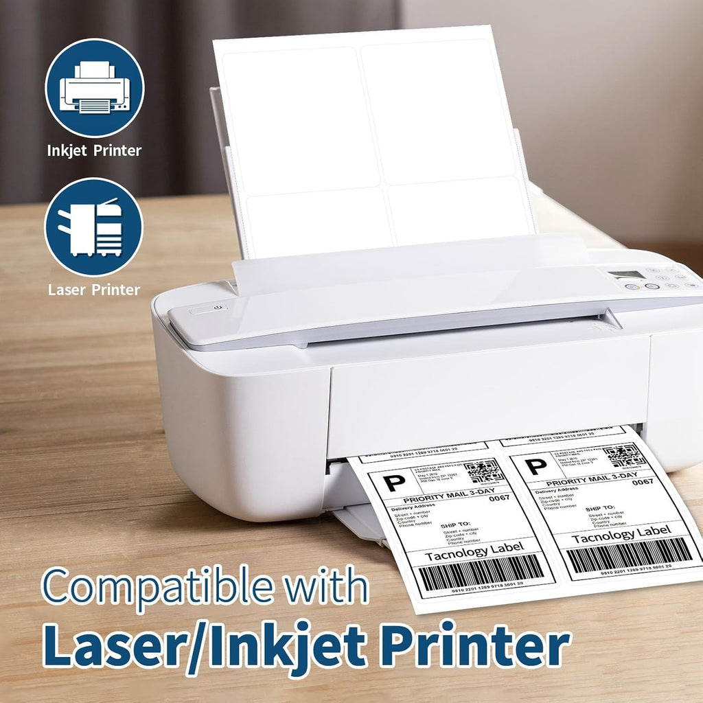500 Sheets 2000 Labels 4x5 Shipping Label for Laser & Inkjet Printers, Permanent Adhesive, 4 Labels per Page, A4 Size, Perfect for Mailing & Addressing - Image 3