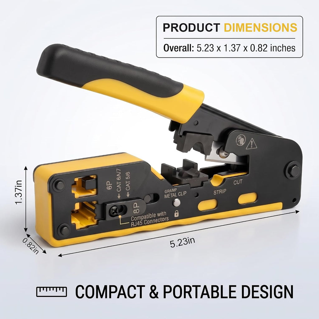 RJ45 Crimping Tool Pass Through Ethernet Crimper for Cat7 Cat6 Cat5e 8P 6P - Image 6