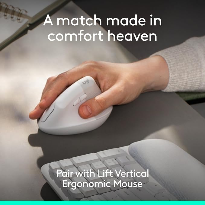 Logitech Wave Keys Wireless Ergonomic Keyboard - Off White | Cushioned palm rest, Easy-Switch multi-device pairing, Logi Bolt receiver, compatible with Windows/Mac, 3-year battery life - Image 8