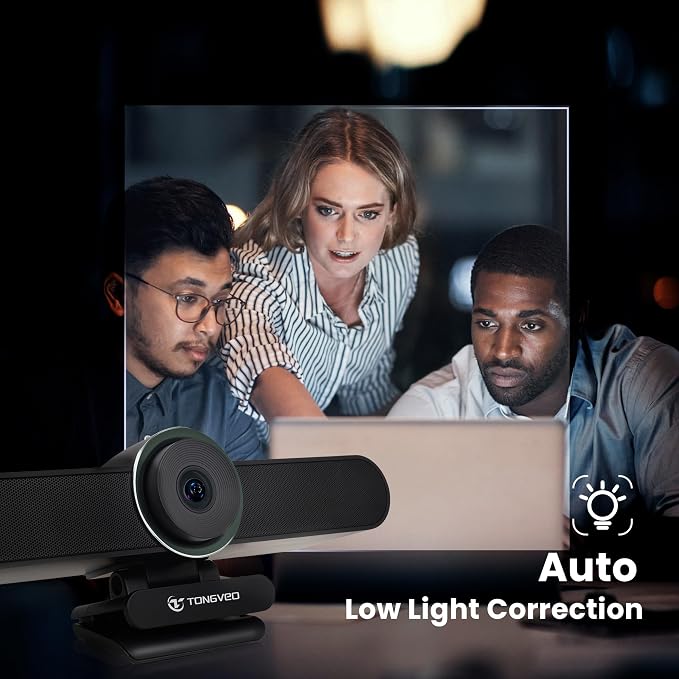 TONGVEO 4K Webcam Conference Call Room Web Camera with Dual Microphones &Speaker, | All-in-One USB Video Camera, 116° Wide Angle, AI Auto Framing | Compatible with Zoom, OBS - Image 7