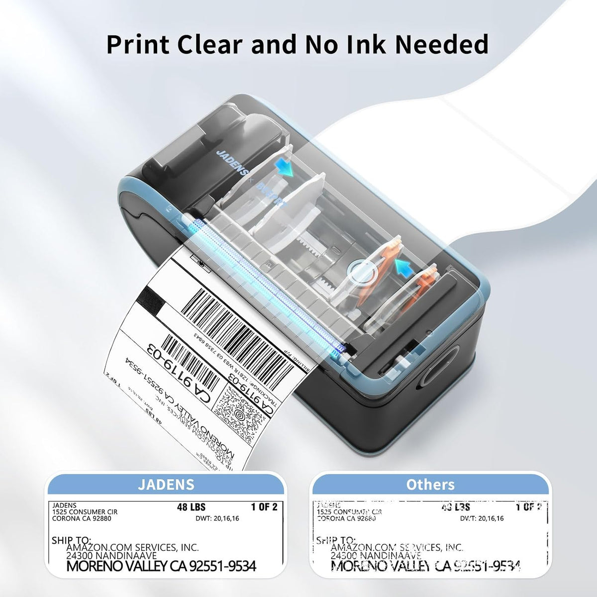 JADENS Bluetooth Thermal Label Printer, Wireless with Built-in Paper Bin - Image 7