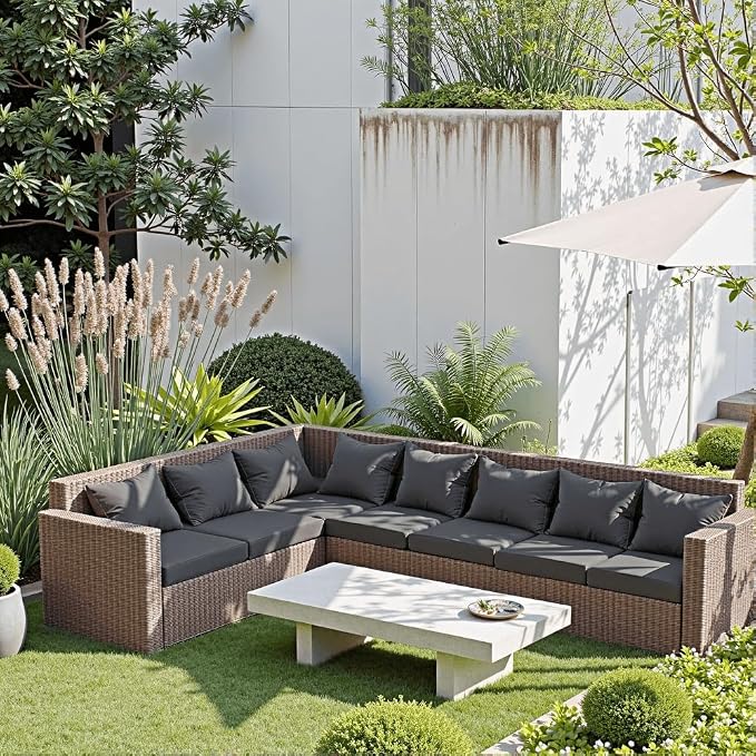 PatioGlow Outdoor Seat Cushion Set 24 x 24 x 4 Inch, Waterproof & Fade Resistant Patio Furniture Cushions with Removable Cover and Ties, Thick Deep Seating Pads for Outside Chair Sofa Couch, Grey - Image 2