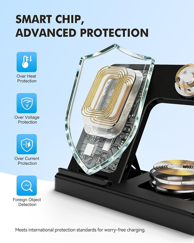 3-in-1 Charging Station for Samsung, Foldable Wireless Charger Stand | Android Phone and Watch Charger for Samsung S26/S25/S24/S23/S22/S21, Note 20/10, Z Fold 6/5, Galaxy Buds and Watch-Black - Image 5