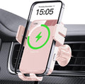 Wireless Car Charger Auto-Clamping Air Vent Car Mount 15W Fast Charging | Car Phone Holder Compatible for iPhone 17/16/15/14/13/13 Pro/12 Pro Max/12 pro/12/11/10, Samsung Galaxy Series Pink by MOKPR
