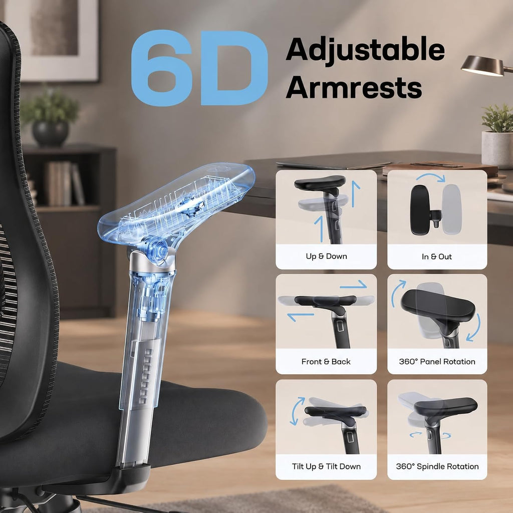 Marsail Big and Tall Ergonomic Office Chair with 6D Armrests, 3D Adjustable Headrest, Sliding Seat, Lumbar Support, 4-Position Tilt Lock, Height Adjustable, 330 lbs Capacity - Image 3