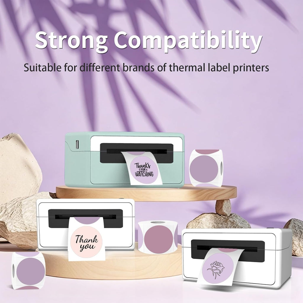 2 inch Round Thermal Label,Purple Circle Thermal Sticker Labels for Business and Home,Direct Thermal Printer Label for DIY Logo Design,Thanks Card - Image 4